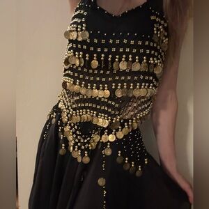 ✨ Belly Dancer Costume Set S/M | Metallic Details + Bonus Metal Choker